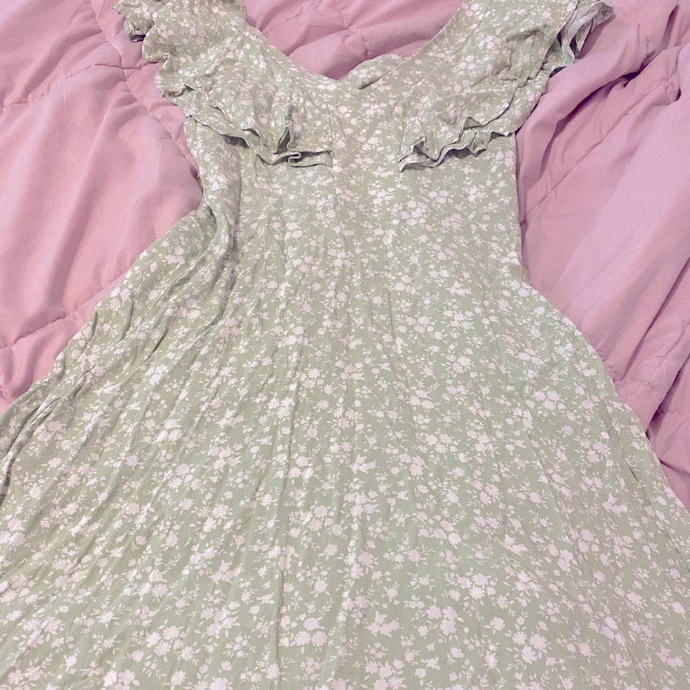 Altar’d State Sage Green Floral Dress Size M